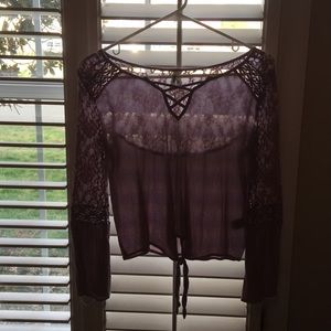 Lavender, lace, crop-top. Mudd